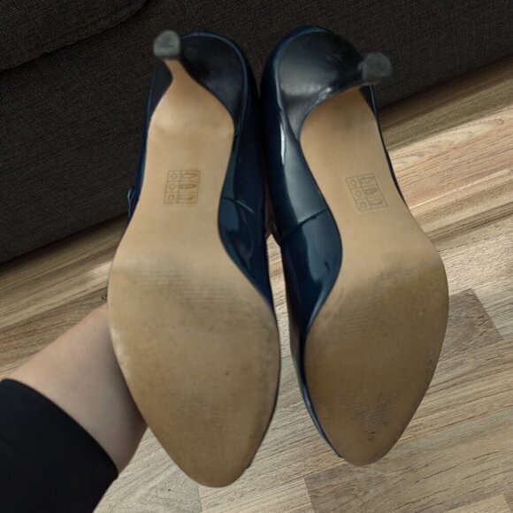 Vintage Blue Falchi Peep Toe Patent Mary Jane Strap Kitten Heels - Picture 5 of 10